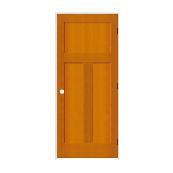 Trimlite 28"x80"x13/8" Fir 3Panel Mission Interior Shaker 71/4" LH Prehung Door Matte Black Hinges 2468fir8403LH10B714 - main